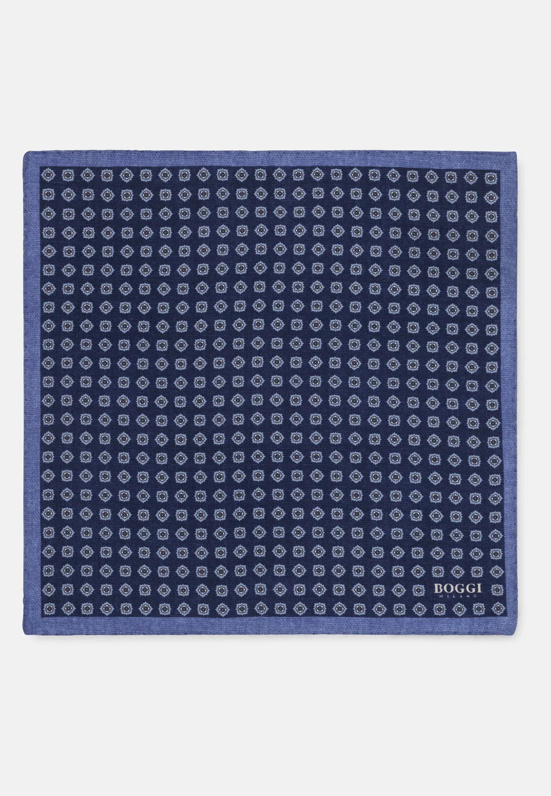 Boggi, Pochette Stampa Motivo Floreale In Seta, Uomo, Navy - immagine 2