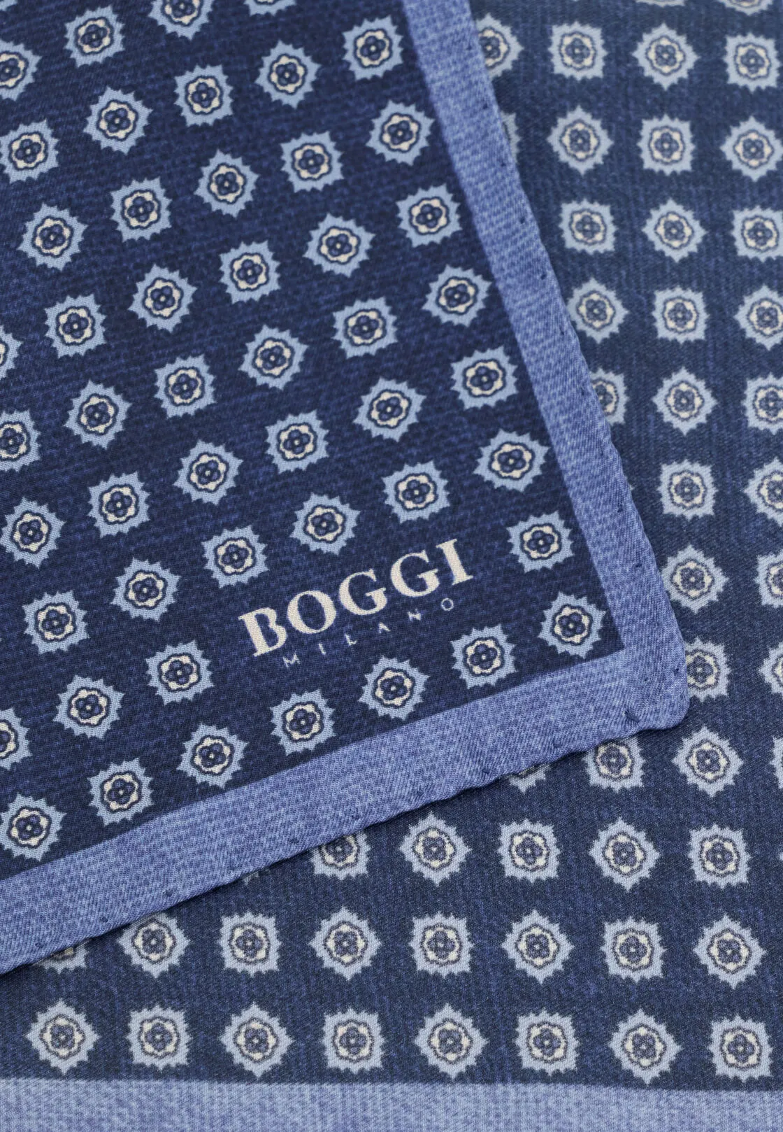 Boggi, Pochette Stampa Motivo Floreale In Seta, Uomo, Navy - immagine 3