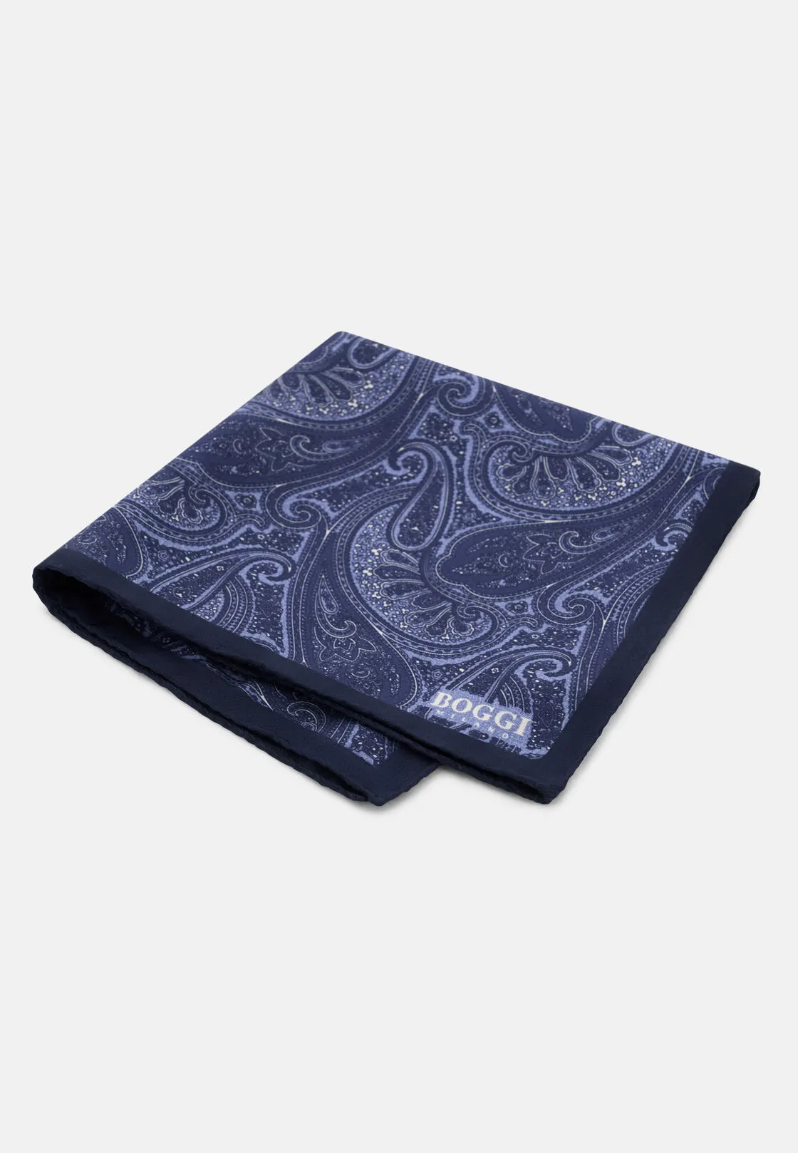 Boggi, Pochette Stampa Paisley In Seta, Uomo, Navy - immagine 1