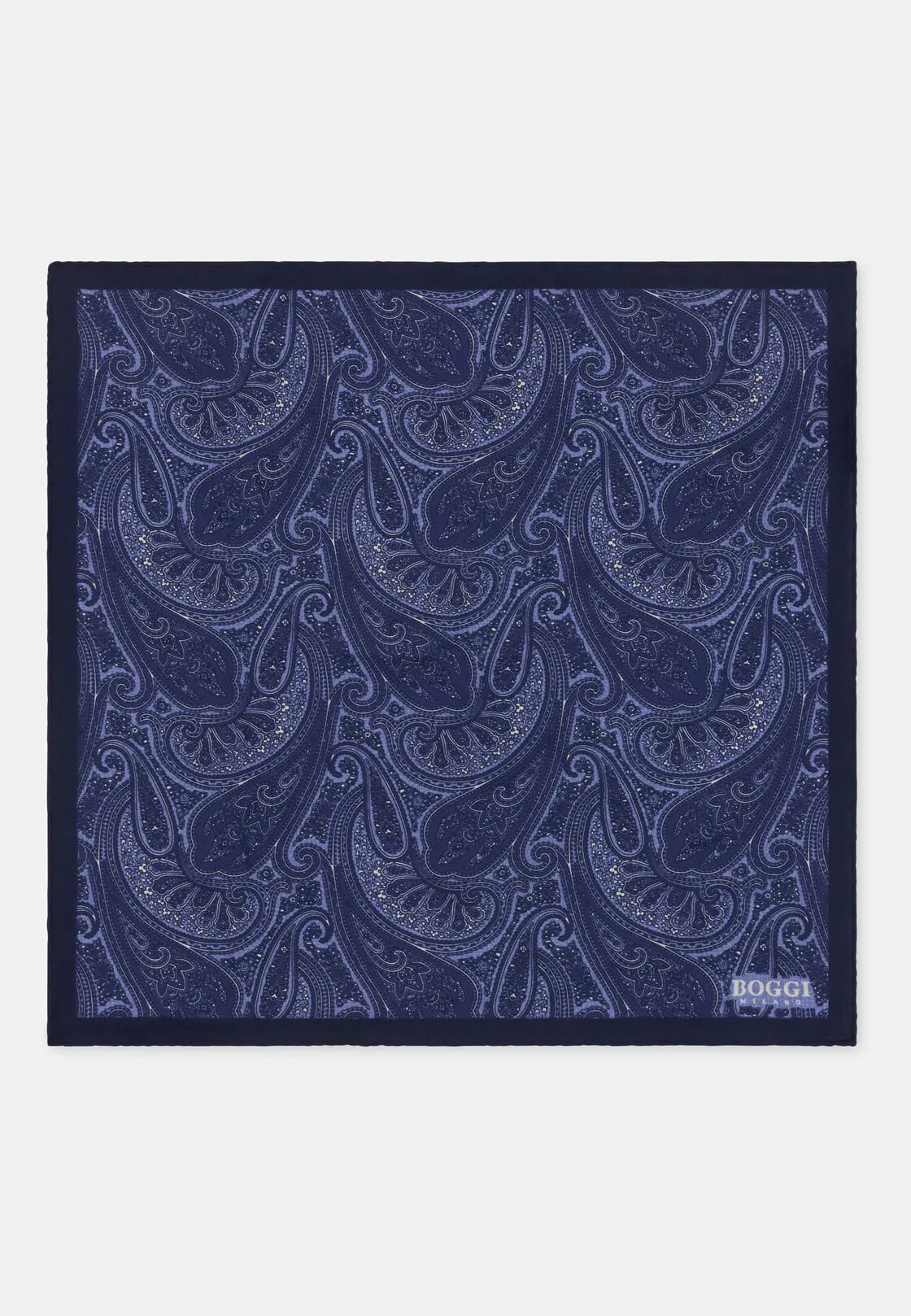 Boggi, Pochette Stampa Paisley In Seta, Uomo, Navy - immagine 2