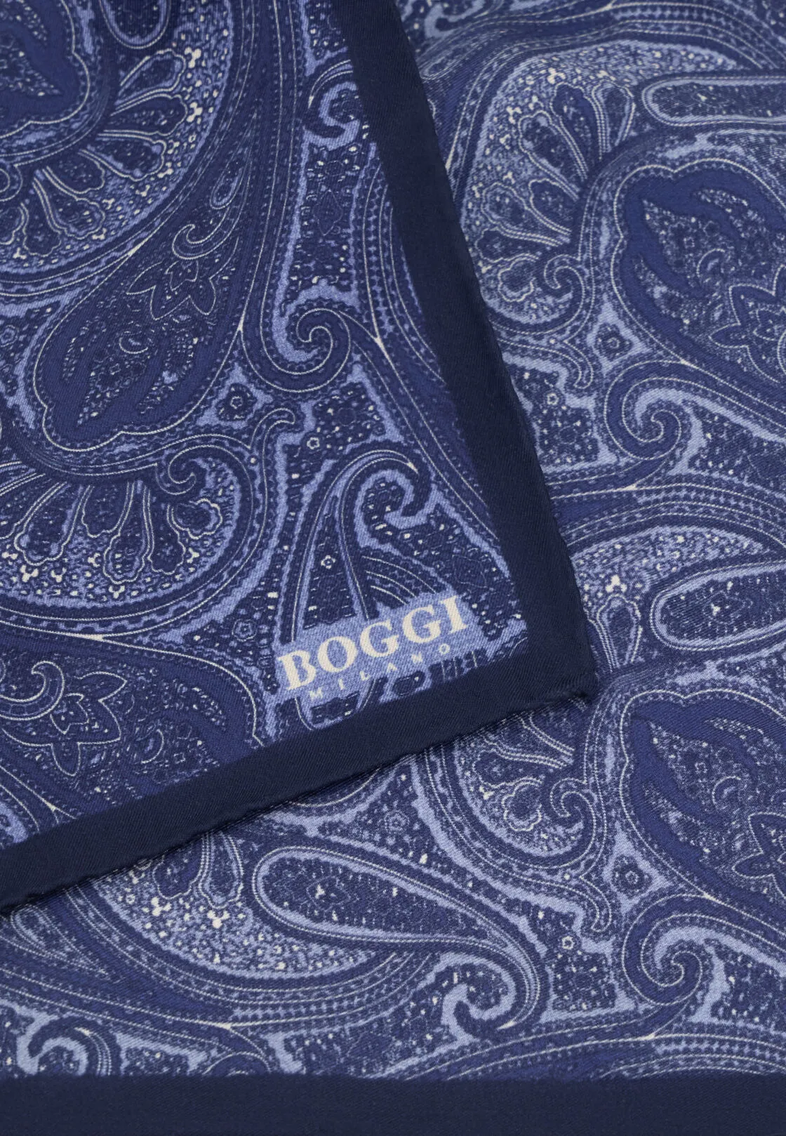 Boggi, Pochette Stampa Paisley In Seta, Uomo, Navy - immagine 3