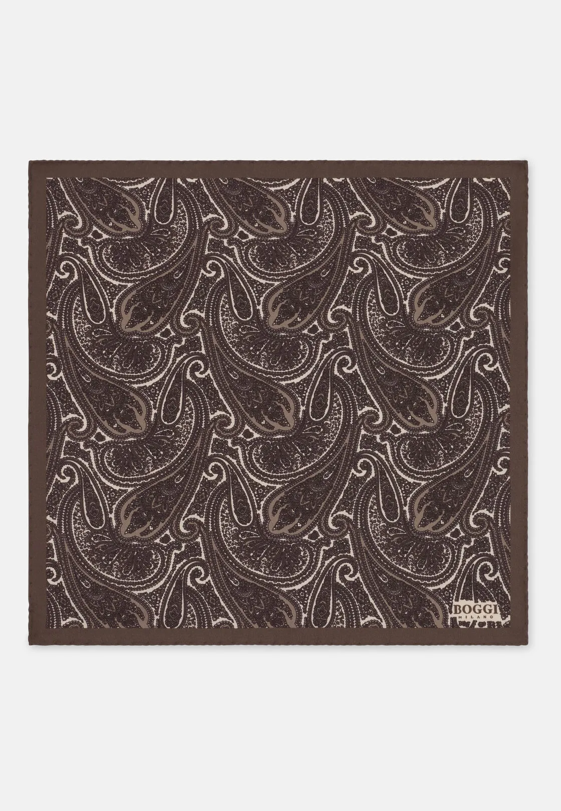 Boggi, Pochette Stampa Paisley In Seta, Uomo, Marrone scuro - immagine 2