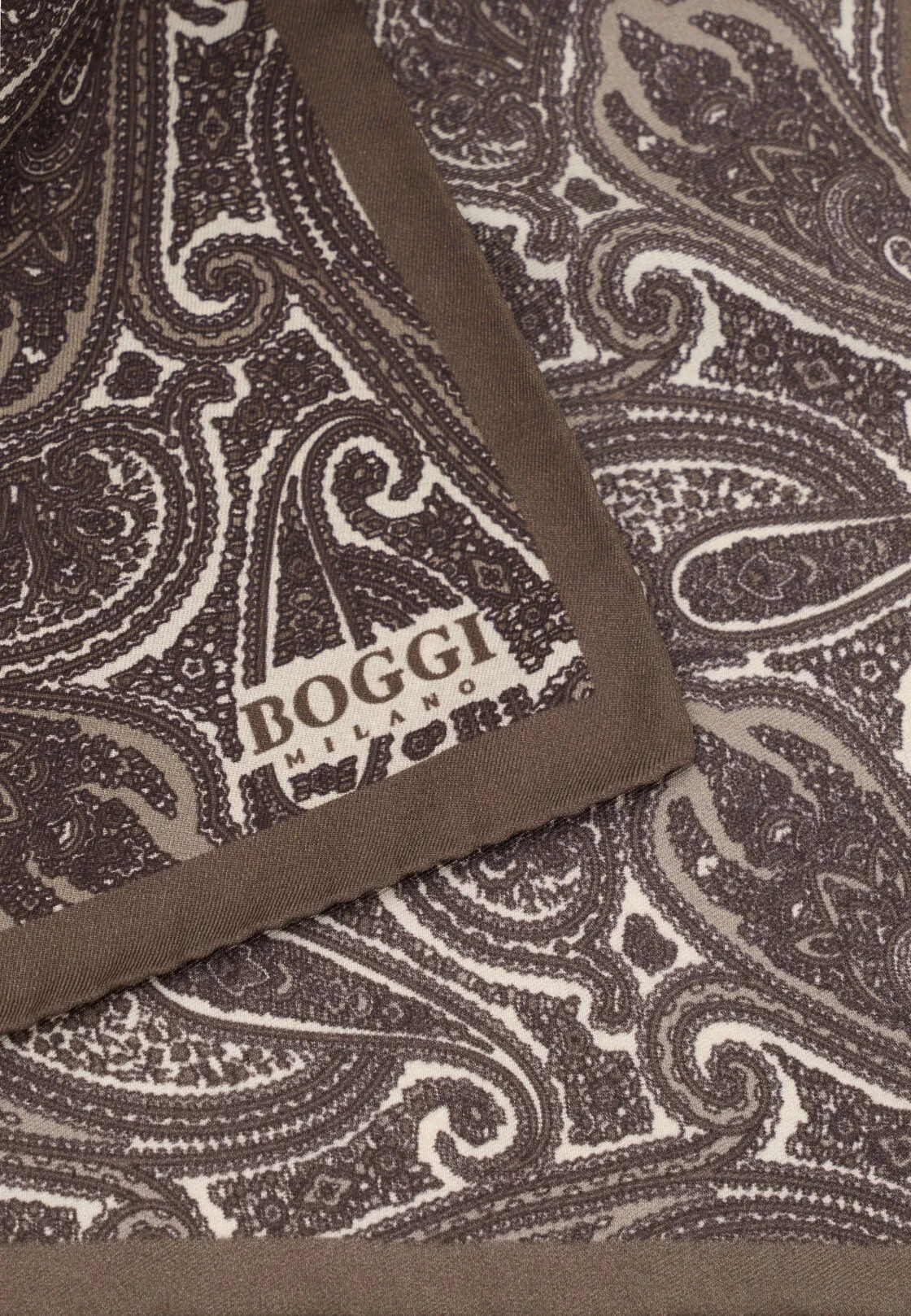 Boggi, Pochette Stampa Paisley In Seta, Uomo, Marrone scuro - immagine 3