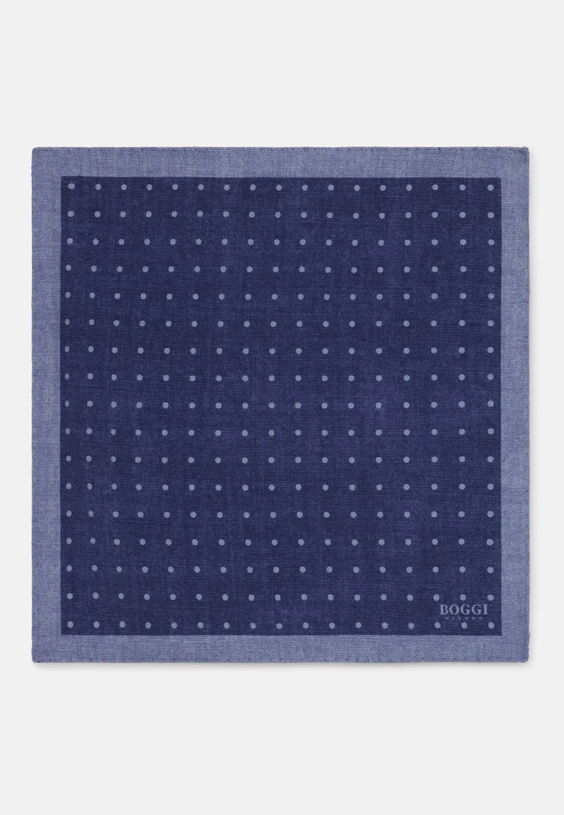 Boggi, Pochette Doppia Stampa Motivo Pois In Seta, Uomo, Blu - immagine 2