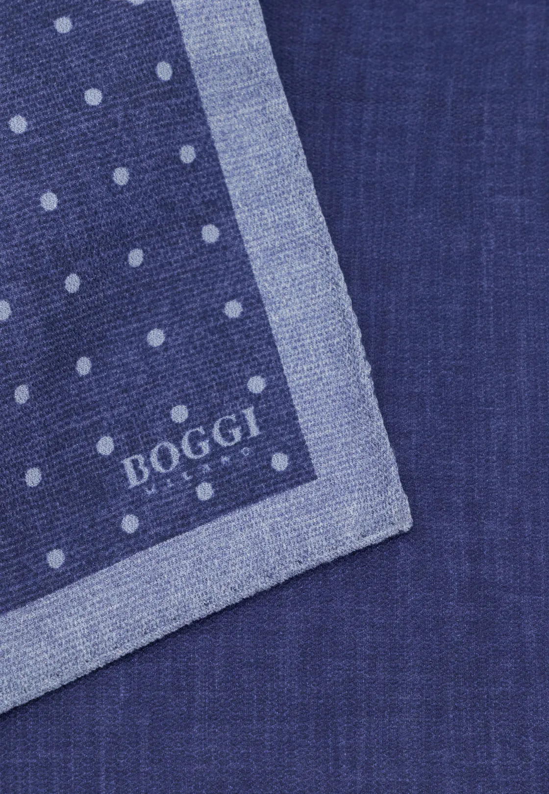 Boggi, Pochette Doppia Stampa Motivo Pois In Seta, Uomo, Blu - immagine 3