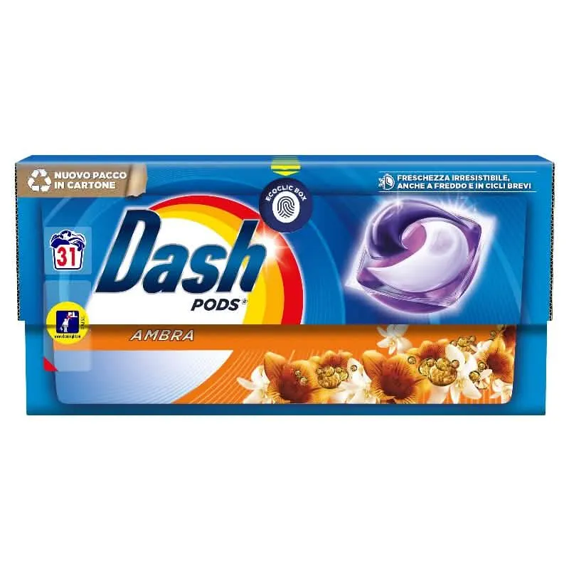 DASH ECODOSI PODS 31 PEZZI AMBRA PER UNA LAVATRICE PERFETTA - immagine 1