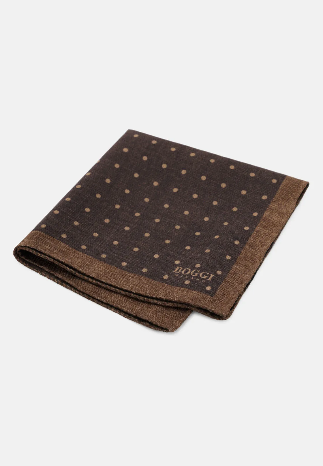 Boggi, Pochette Doppia Stampa Motivo Pois In Seta, Uomo, Marrone scuro - immagine 1