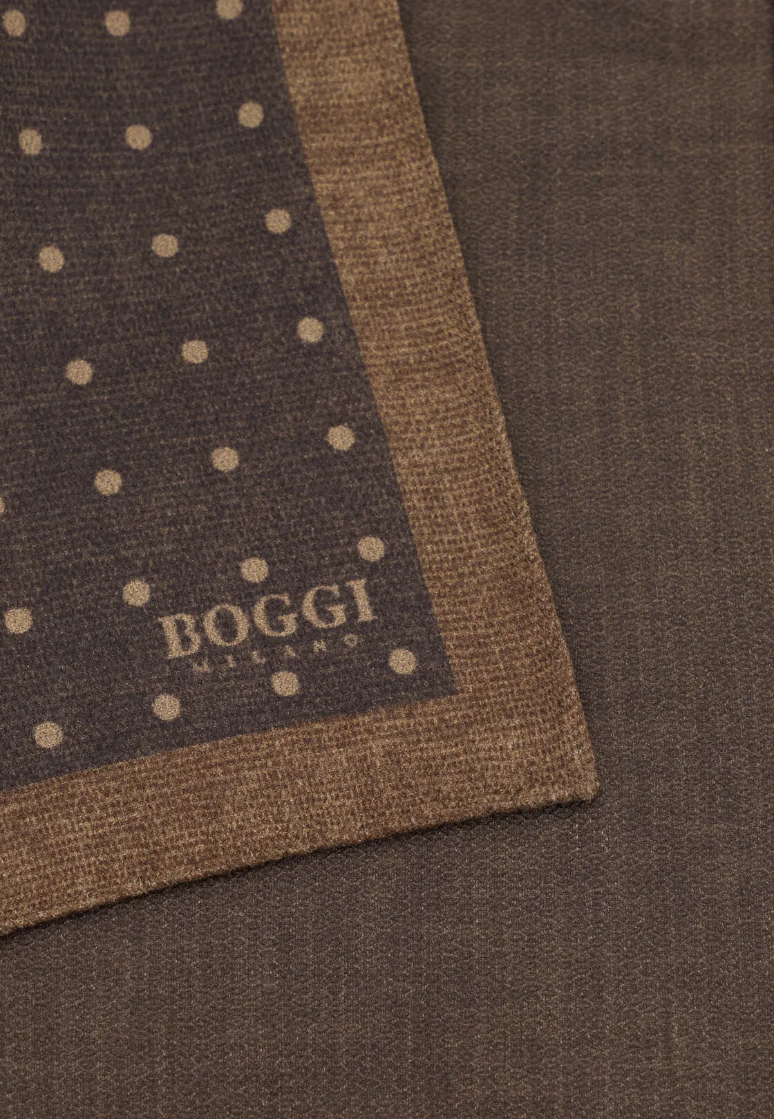 Boggi, Pochette Doppia Stampa Motivo Pois In Seta, Uomo, Marrone scuro - immagine 3