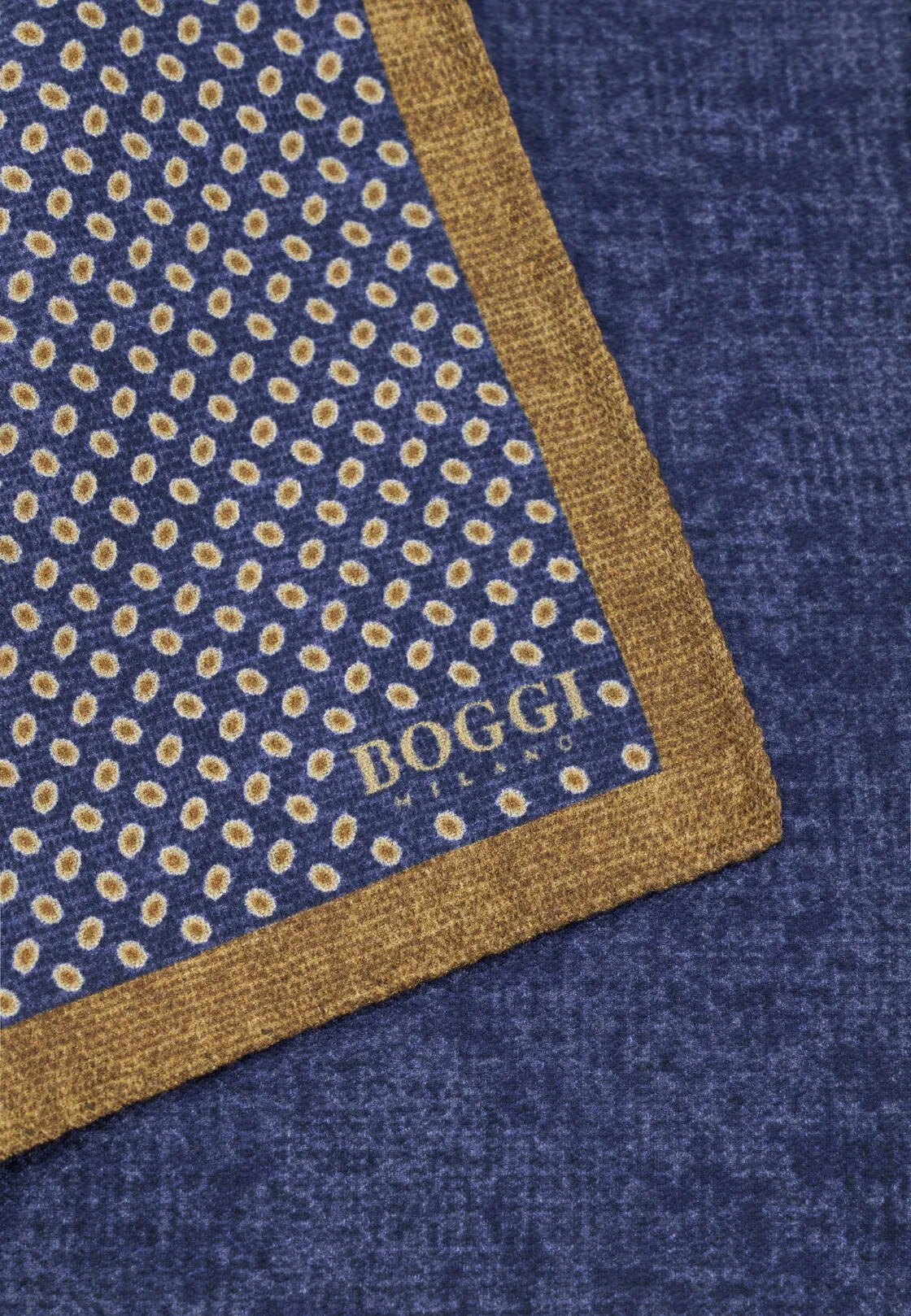 Boggi, Pochette Doppia Stampa Micro Fantasia In Seta, Uomo, Navy - immagine 3