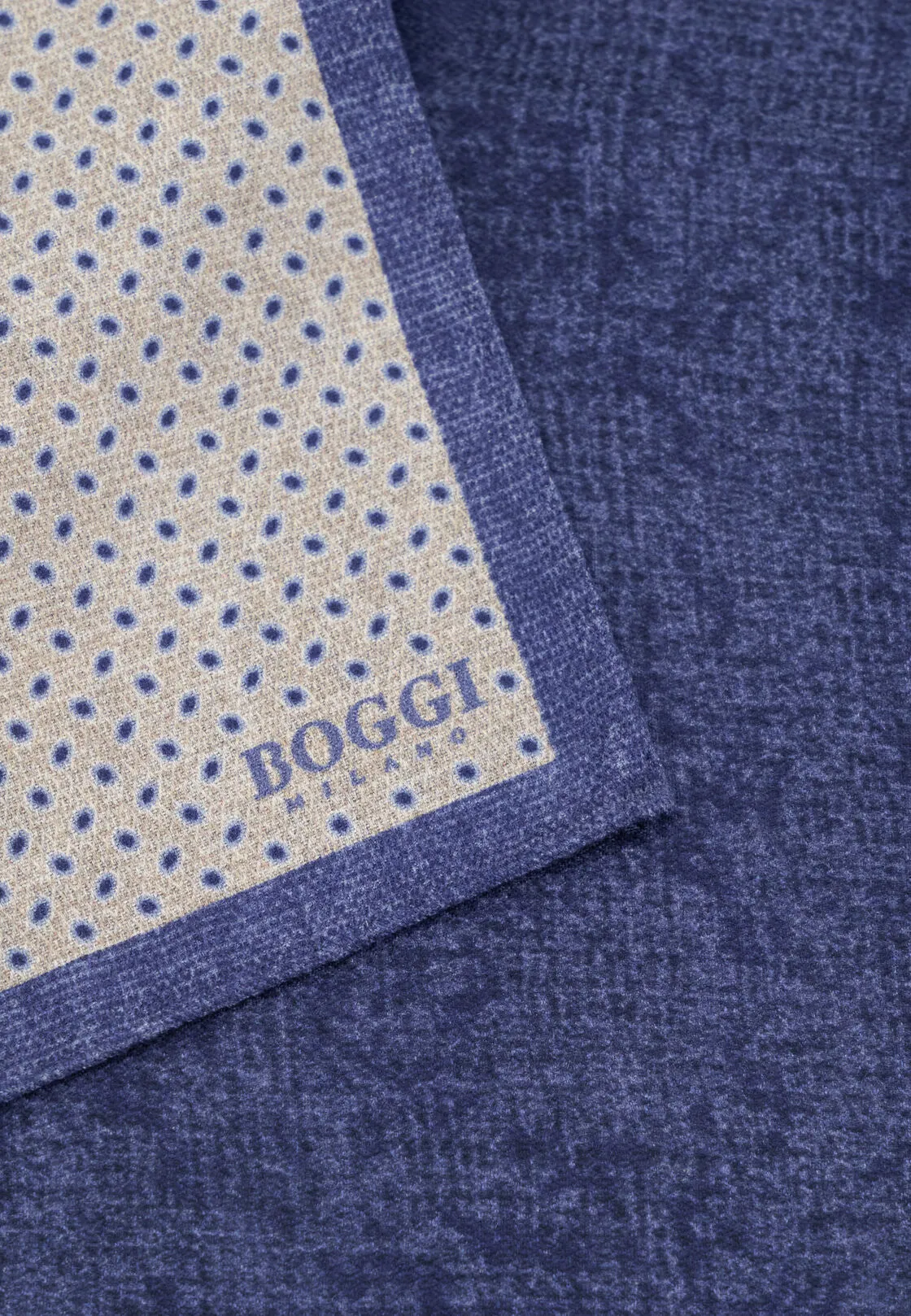 Boggi, Pochette Doppia Stampa Micro Fantasia In Seta, Uomo, Sabbia - immagine 3