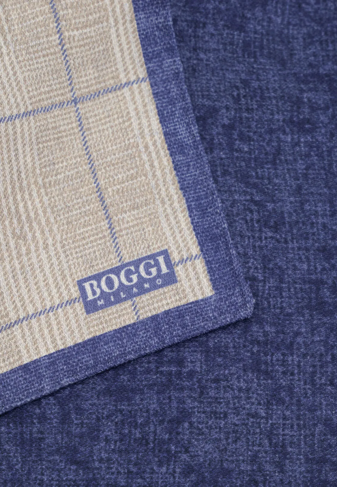 Boggi, Pochette Doppia Stampa Principe Di Galles I In Seta, Uomo, Sabbia - immagine 3