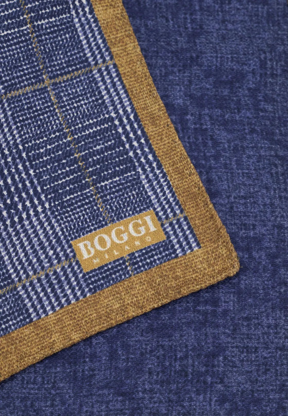 Boggi, Pochette Doppia Stampa Principe Di Galles I In Seta, Uomo, Navy - immagine 3