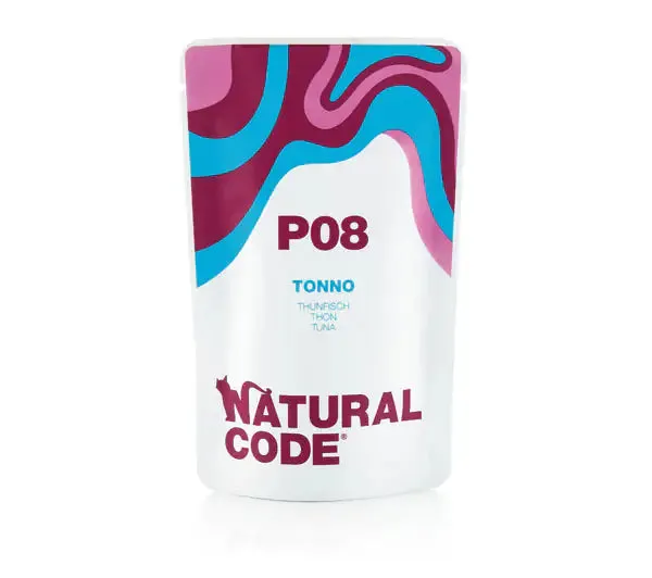 Natural Code Adult Buste in Acqua di Cottura 70 gr P08 - Tonno - confezione da 24 pezzi - Cibo umido per gatti - immagine 1