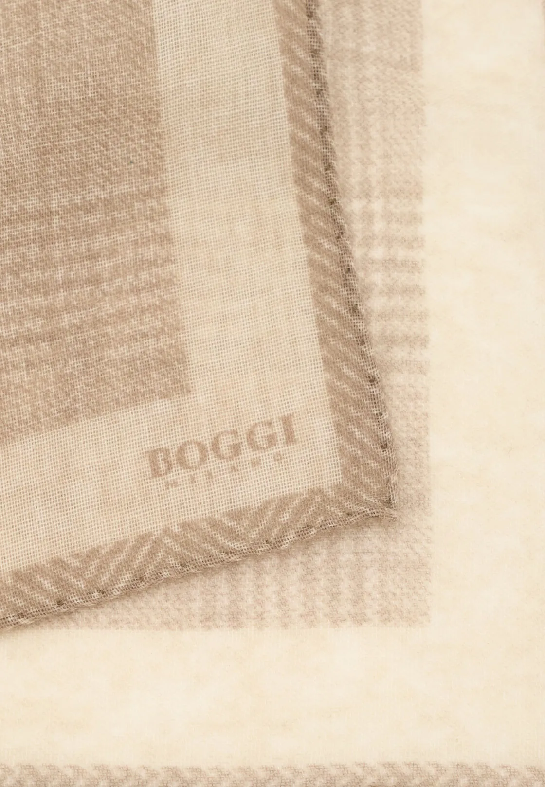 Boggi, Pochette Stampa Pricipe Di Galles In Lana, Uomo, Sabbia - immagine 3