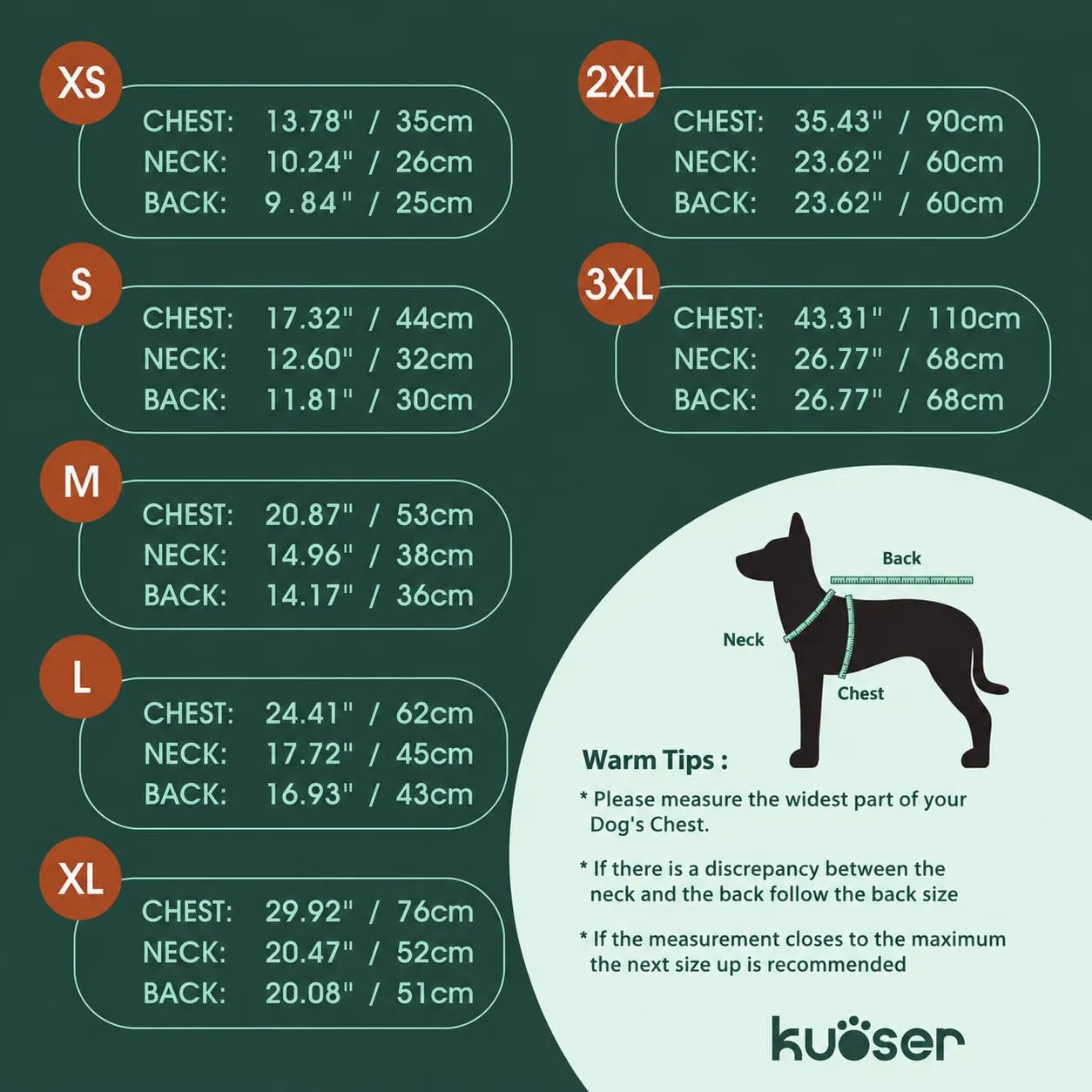 Kuoser Impermeabile per cani con 4 gambe riflettenti regolabili, rosa, 2XL - immagine 2