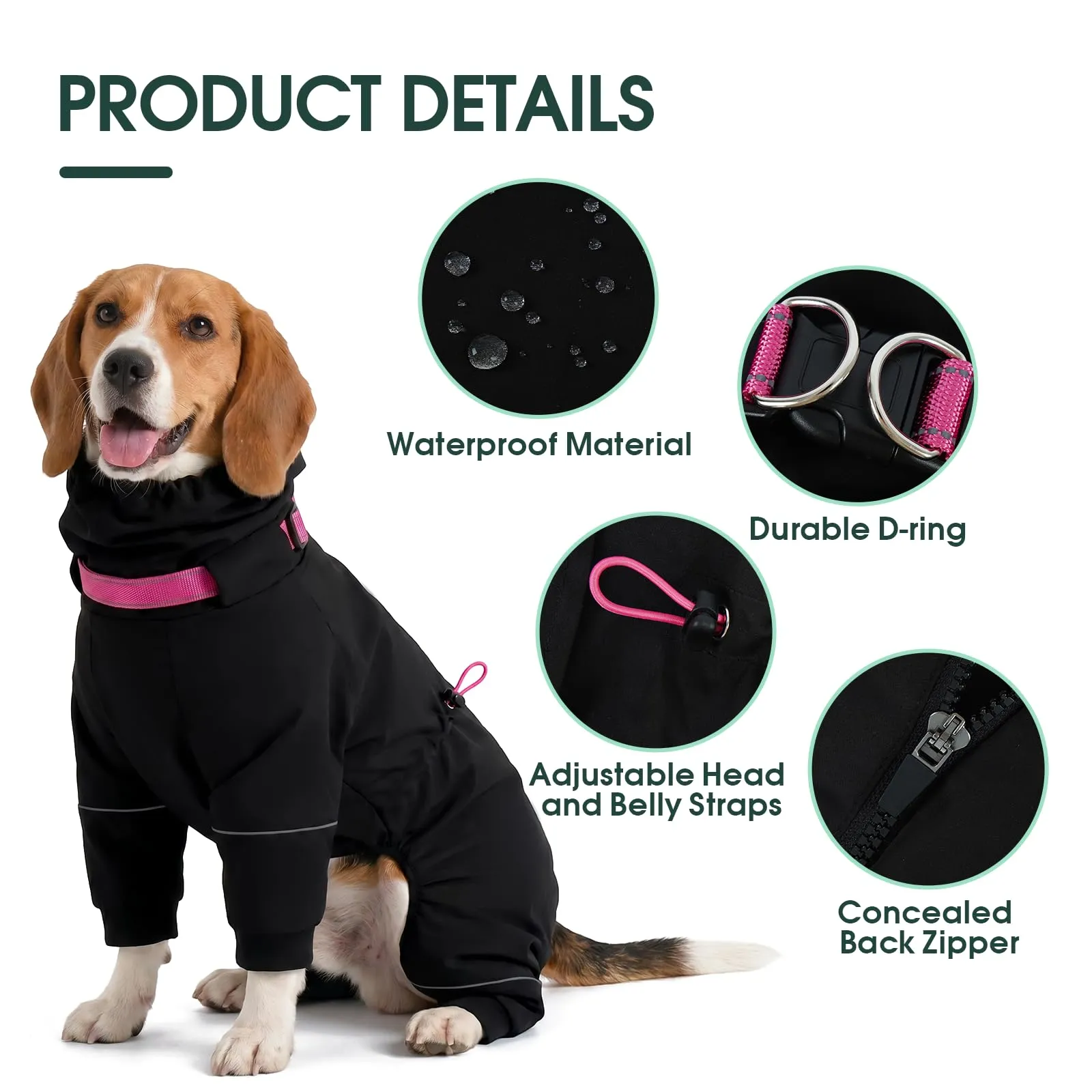 Kuoser Impermeabile per cani impermeabile protezione completa con gambe - immagine 3