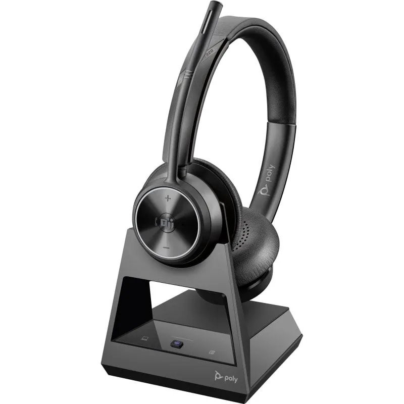 Auricolari POLY wireless DECT certificati Microsoft Teams con microfono retrattile neri - immagine 1