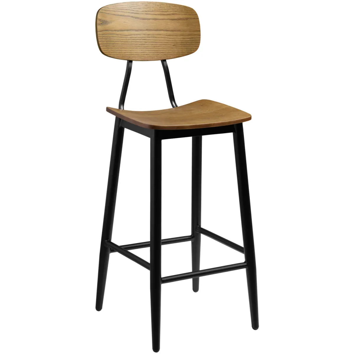 2x VEGA Sgabello Scuola; 44.5x51x115 cm (LxPxH); seduta quercia antica, struttura nero; 2 pz. / Pacco - immagine 1