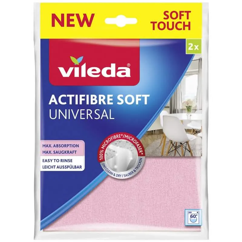 Vileda Panno Micromisura Actifibre 2 Pezzi Soft per una Pulizia Efficace - immagine 1
