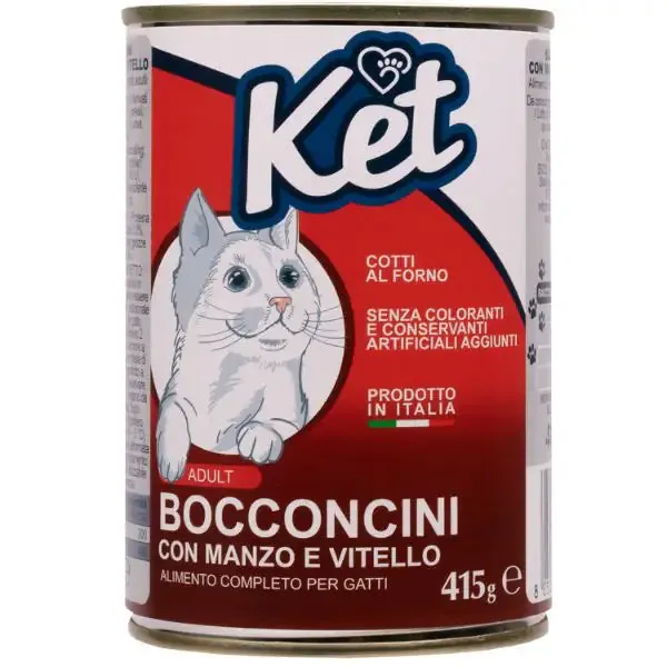 Ket Cat Adult umido 415 gr Manzo e vitello - Cibo umido per gatti - immagine 1