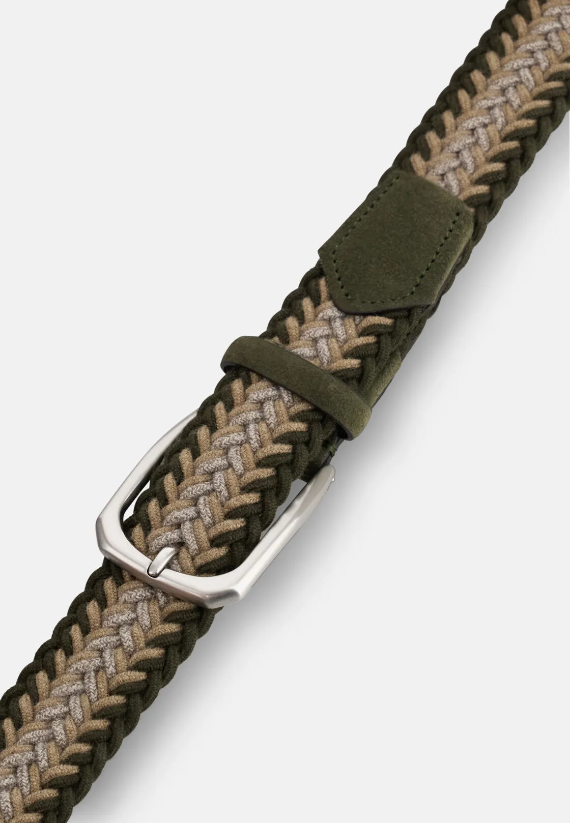 Boggi, Cintura Intrecciata Elasticizzata In Misto Lana, Uomo, Verde, Taglia: 105 - immagine 3