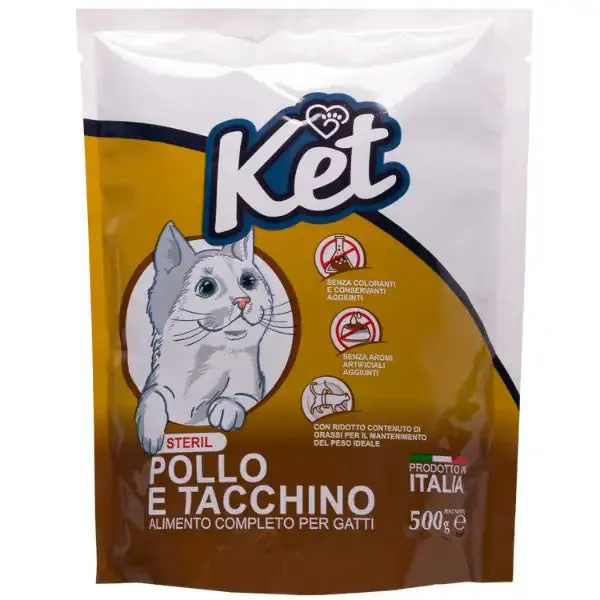 Ket Cat Sterilised pollo e tacchino 500 gr - Croccantini per gatti - immagine 1