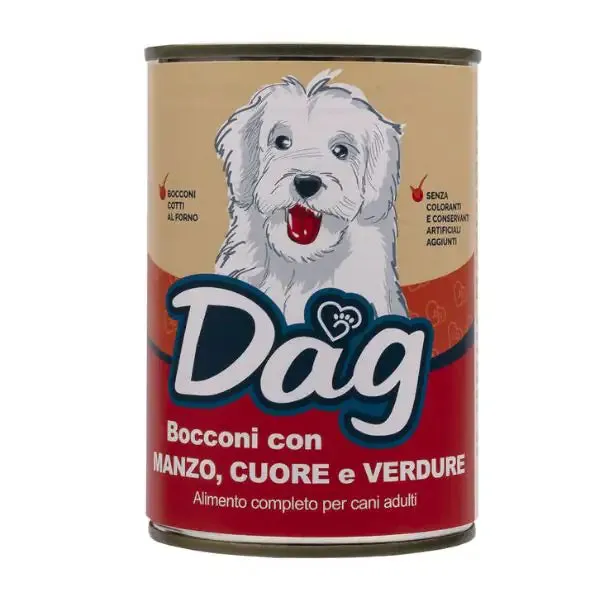 Dag Dog Adult All Breeds Bocconi 415 gr Manzo, cuore e verdure - Cibo umido per cani - immagine 1