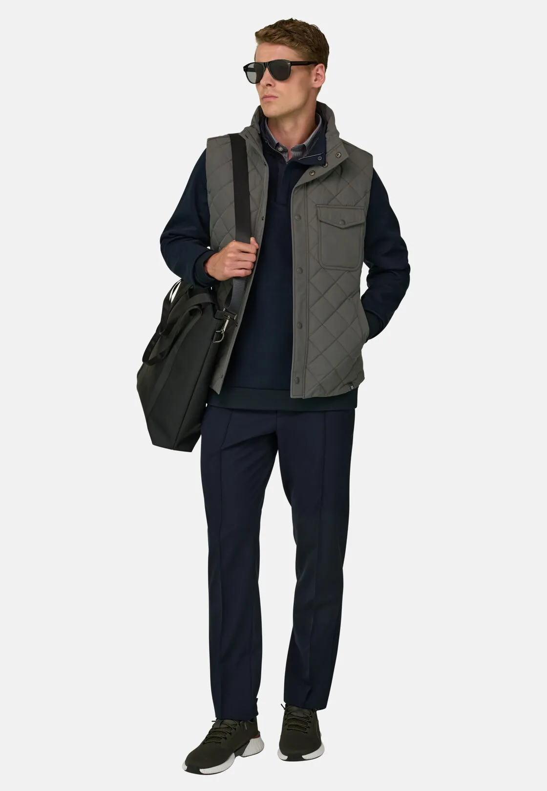 Boggi, Gilet Imbottito In Tessuto Tecnico, Uomo, Militare, Taglia: L - immagine 2
