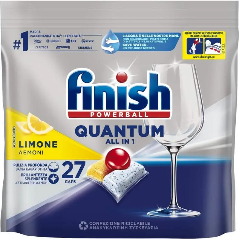 Finish Past Quantum 27 Pezzi Limone - Lavaggio Efficace per la Casa - immagine 1