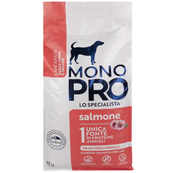 Monopro lo specialista Adult Medium/Large Grain Free Salmone 12 kg - Crocchette monoproteiche cane - immagine 1