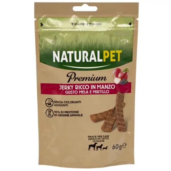 NaturalPet premium Dog Adult All Breeds Jerky Stick 60 gr Manzo, mela e mirtillo - immagine 1