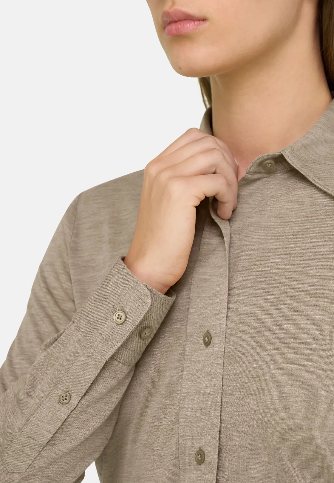 Boggi, Polo Camicia In Jersey, Donna, Taupe, Taglia: S - immagine 3