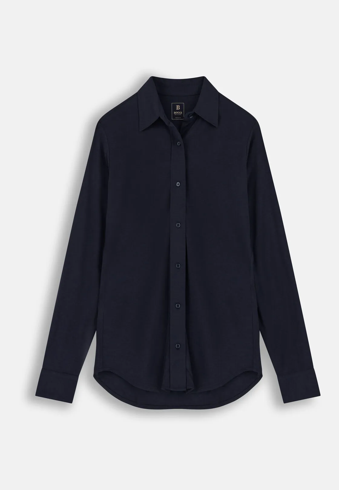 Boggi, Polo Camicia In Jersey, Donna, Navy, Taglia: L - immagine 5