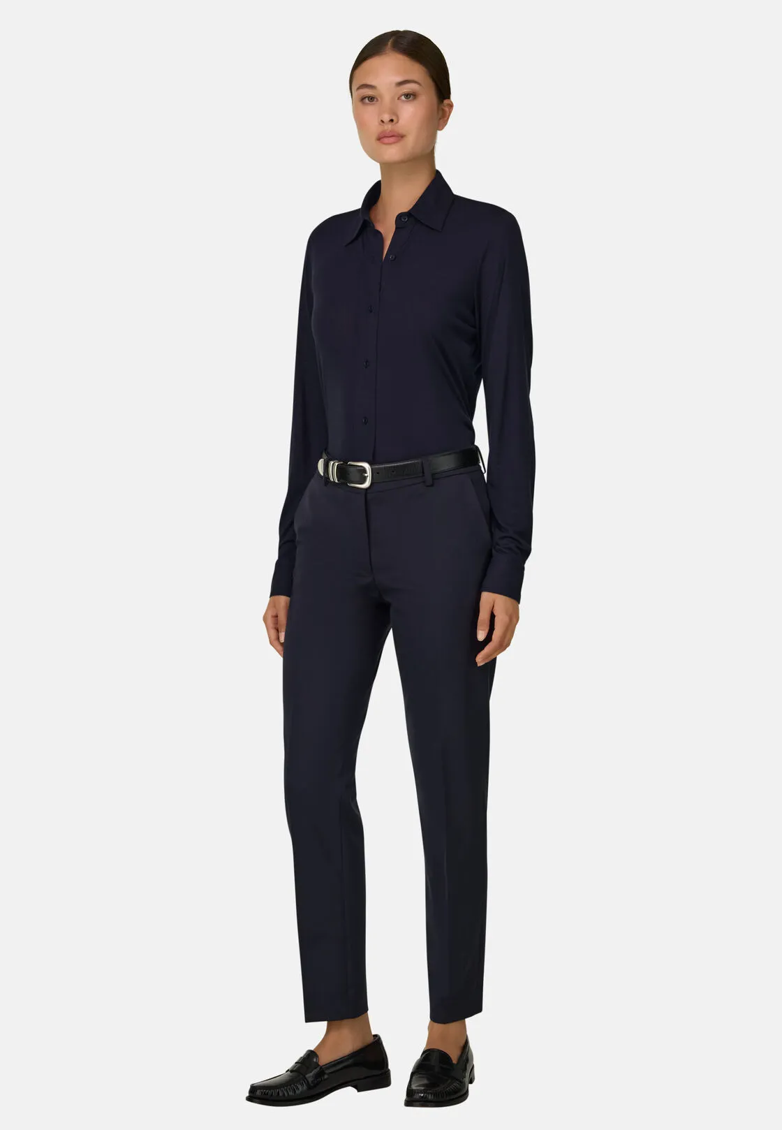Boggi, Polo Camicia In Jersey, Donna, Navy, Taglia: M - immagine 2