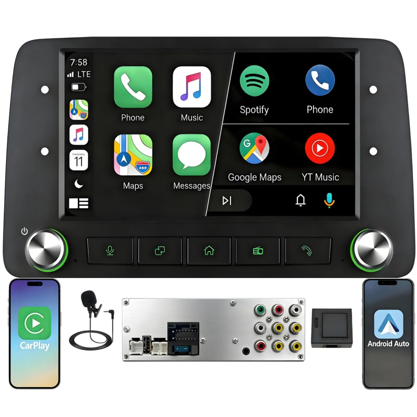 Schermo Autoradio CarPlay wireless per FIAT Panda 2003-2012 1 DIN Bluetooth - immagine 1