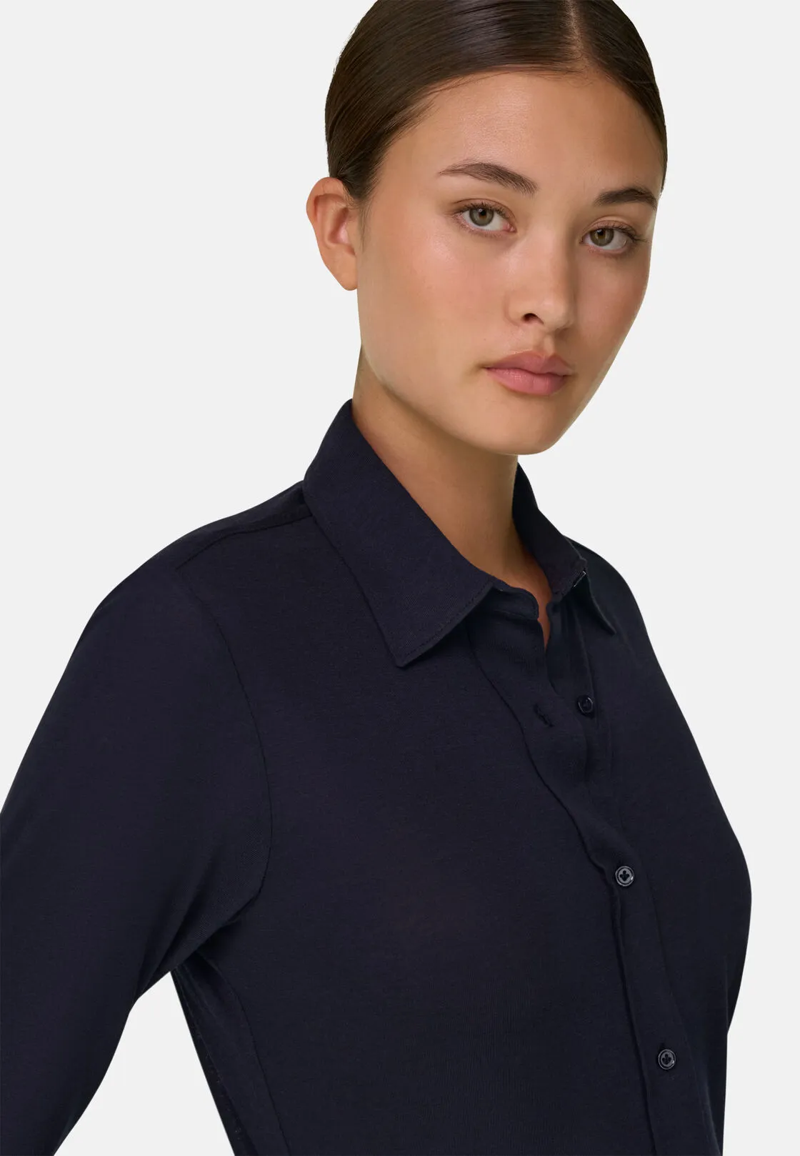 Boggi, Polo Camicia In Jersey, Donna, Navy, Taglia: XS - immagine 3
