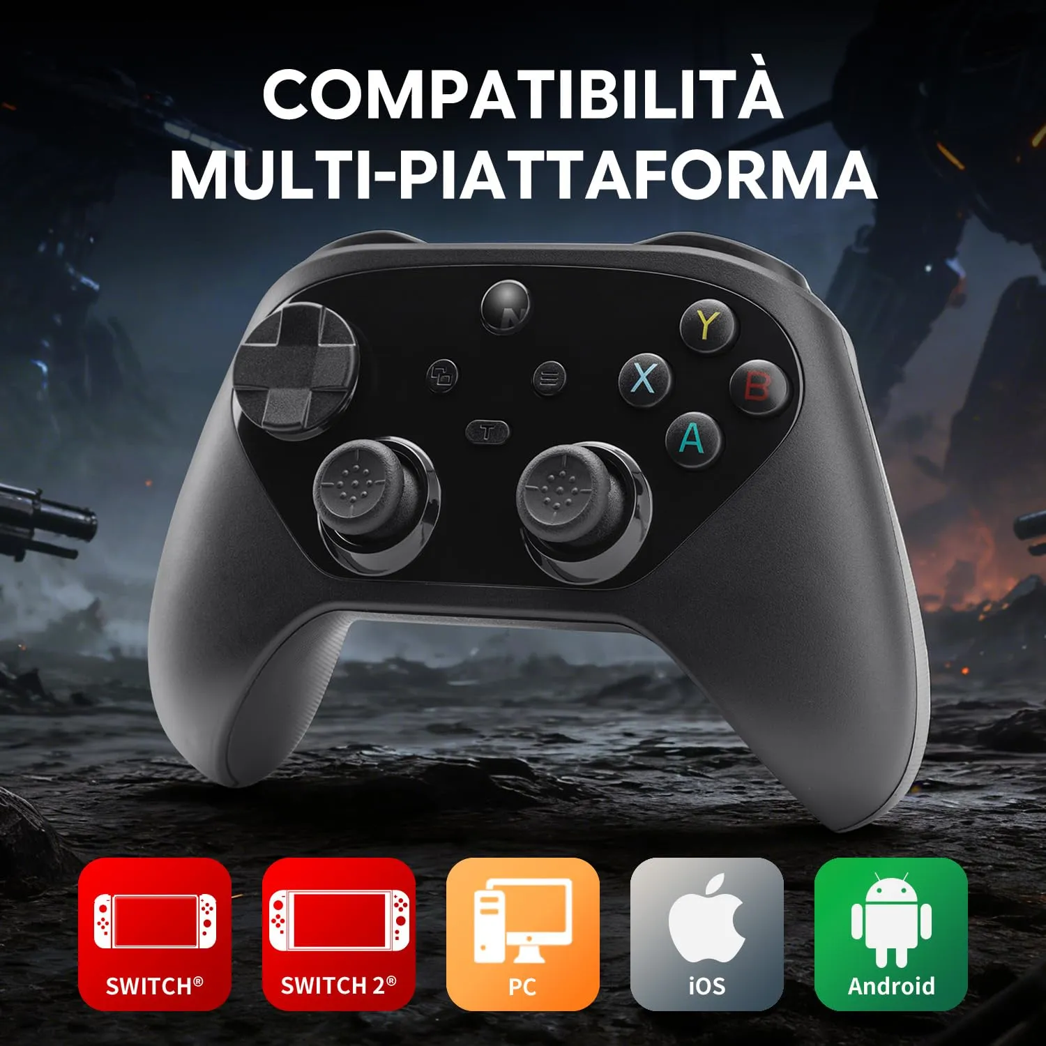 NITHO KARMA Controller Wireless per Switch, Switch 2, PC e Android - Nero - immagine 2