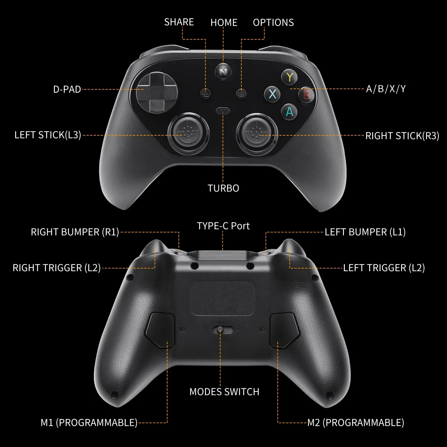 NITHO KARMA Controller Wireless per Switch, Switch 2, PC e Android - Nero - immagine 10