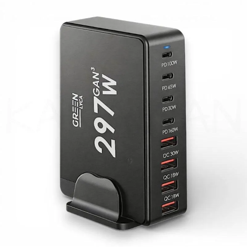 Stazione di Ricarica USB Karawan 8 Porte Base Removibile 297W Nero - immagine 1