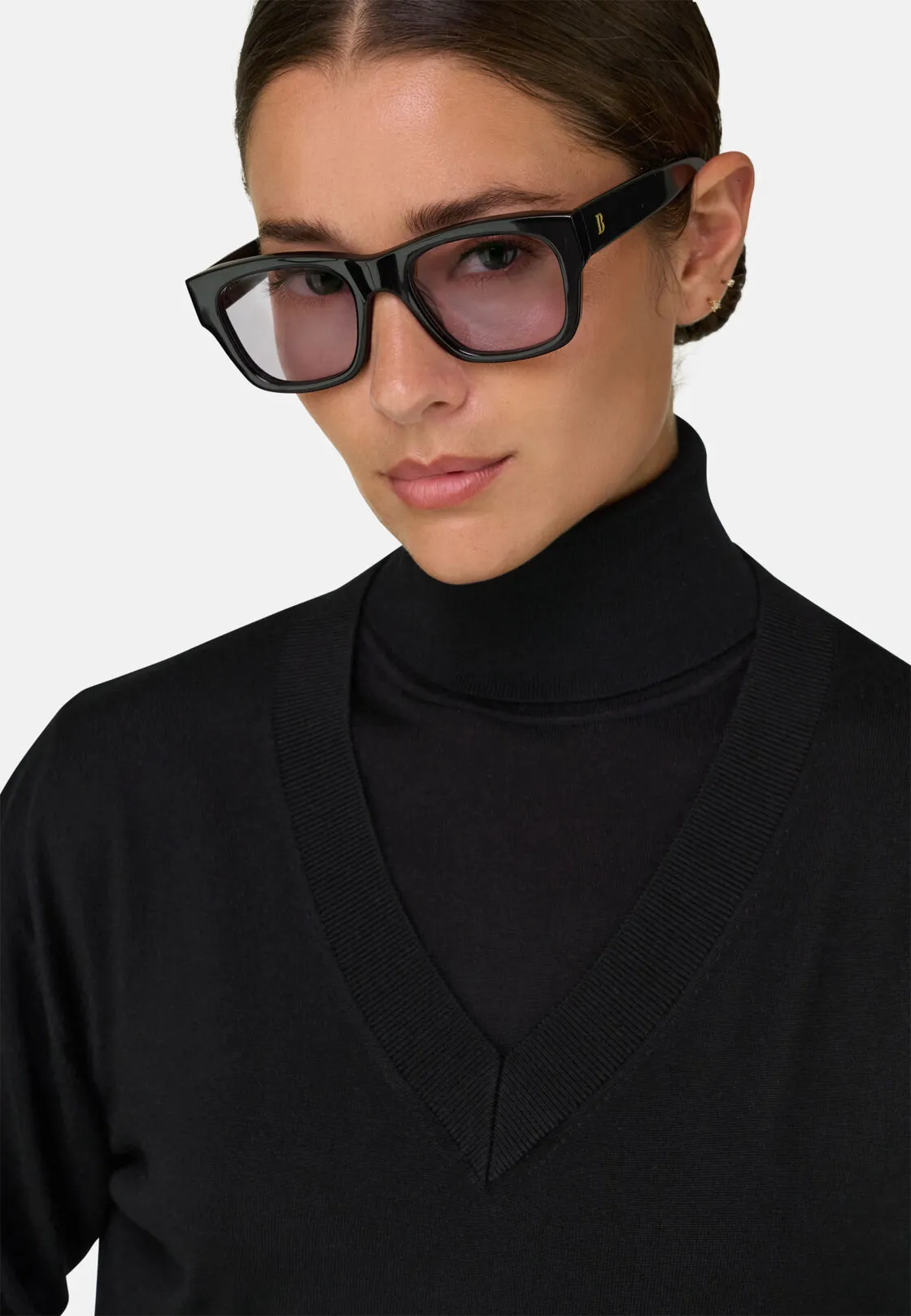 Boggi, Maglia Scollo V In Lana Merino Seta, Donna, Nero, Taglia: L - immagine 3