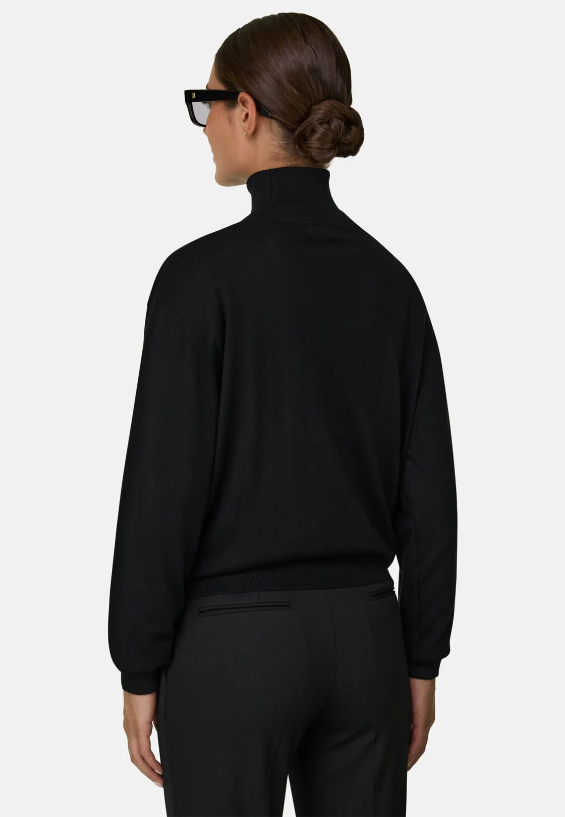 Boggi, Maglia Scollo V In Lana Merino Seta, Donna, Nero, Taglia: M - immagine 4