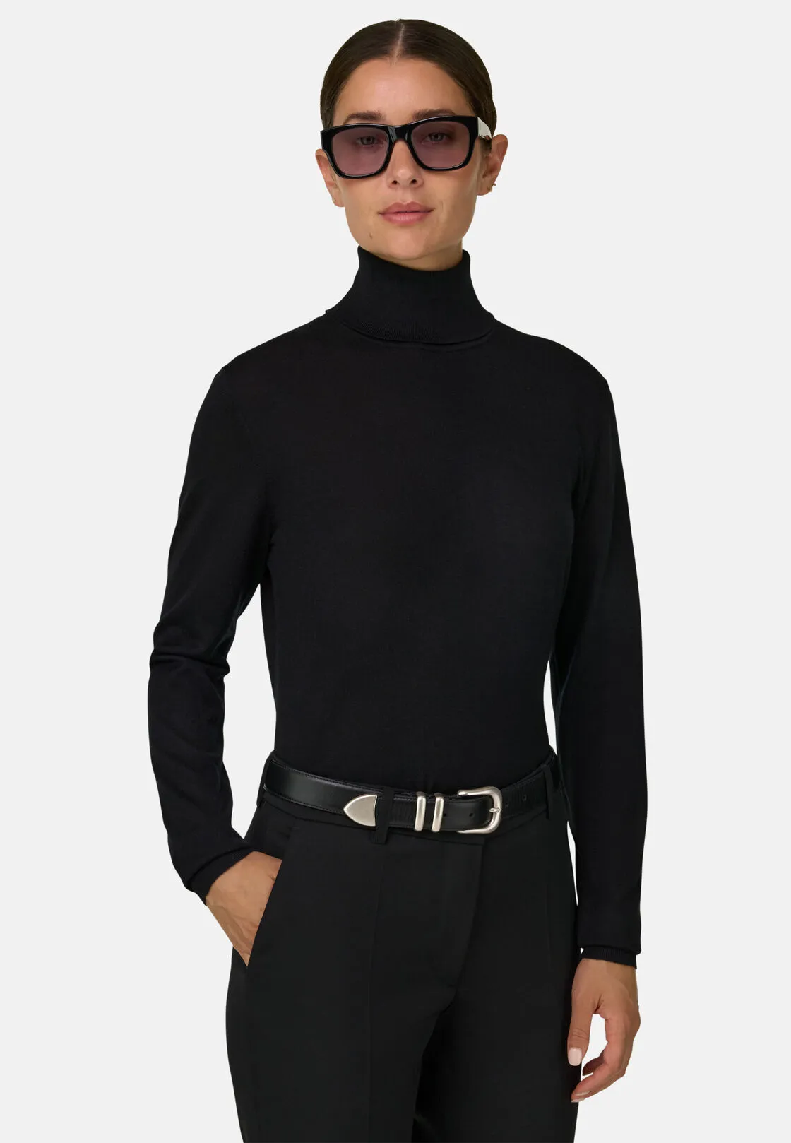 Boggi, Maglia Dolcevita In Lana Merino Seta, Donna, Nero, Taglia: L - immagine 1