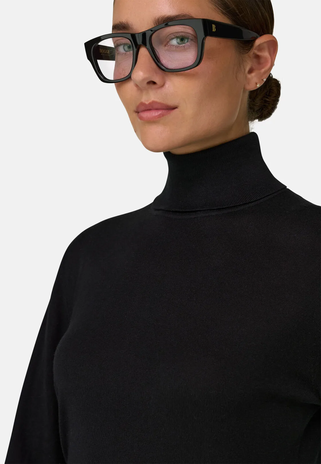 Boggi, Maglia Dolcevita In Lana Merino Seta, Donna, Nero, Taglia: L - immagine 3