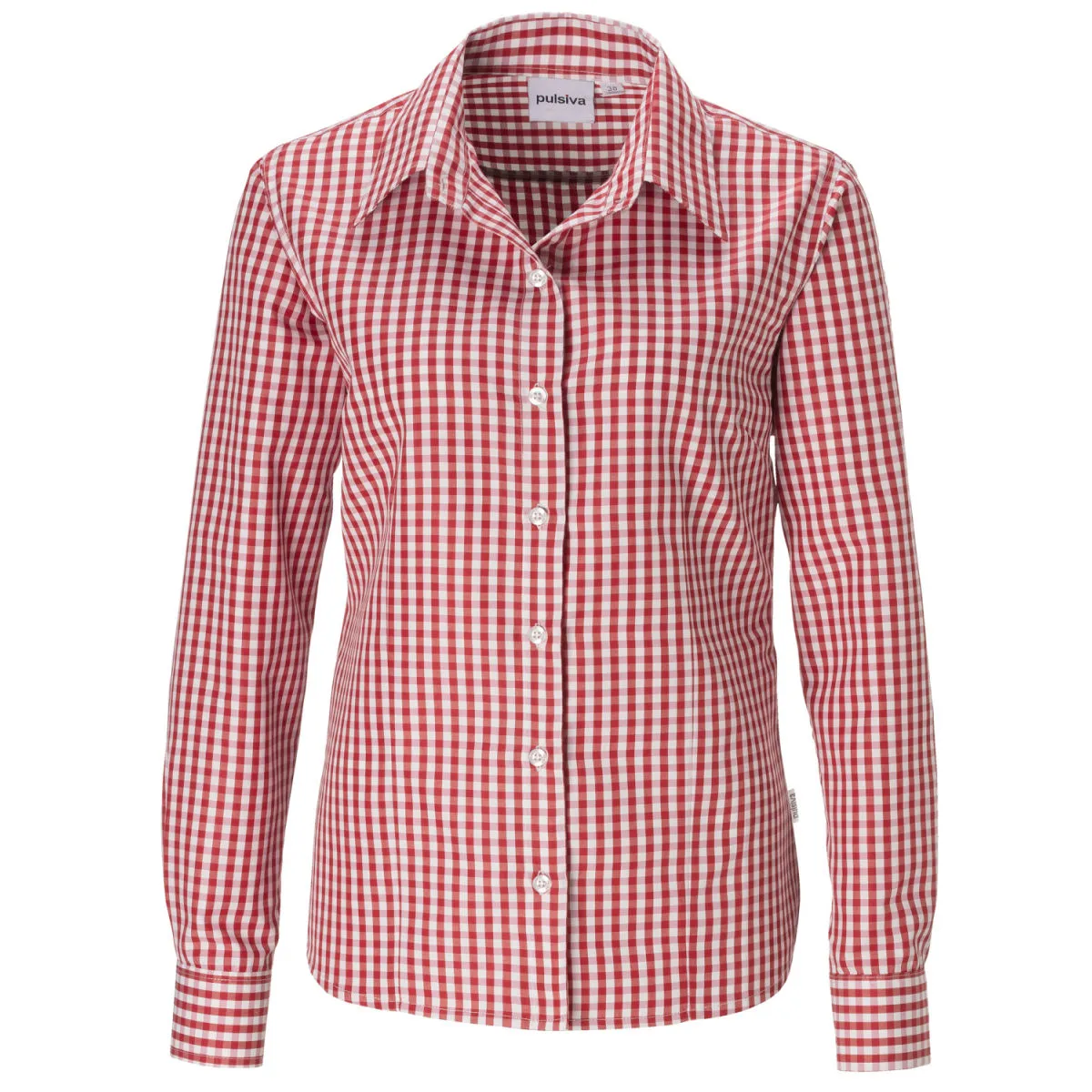 PULSIVA Camicetta da cameriera Marie maniche lunghe; Taglia 54; rosso/bianco - immagine 1