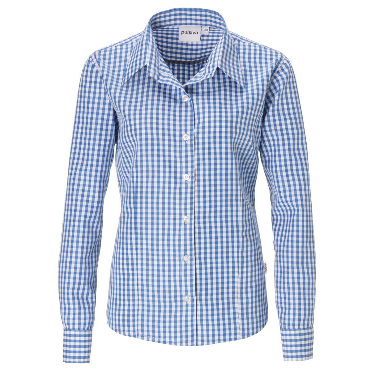 PULSIVA Camicetta da cameriera Marie maniche lunghe; Taglia 50; blu/bianco - immagine 1