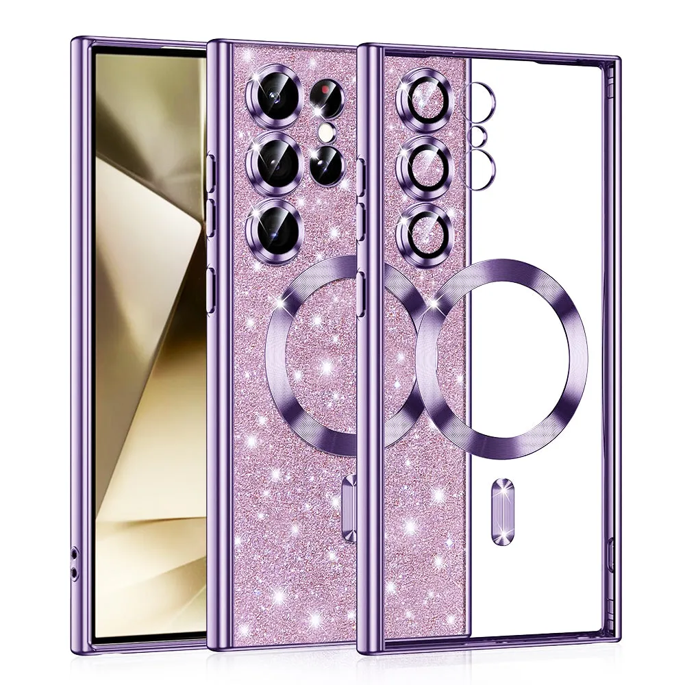 Custodia MagSafe per Samsung Galaxy S24 Ultra S928, Techsuit, Luxury Glitter, Viola Chiaro - immagine 1