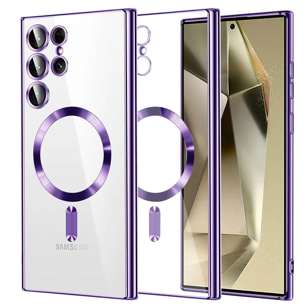 Custodia MagSafe per Samsung Galaxy S24 Ultra S928, Techsuit, Luxury Crystal, Viola Chiaro - immagine 1