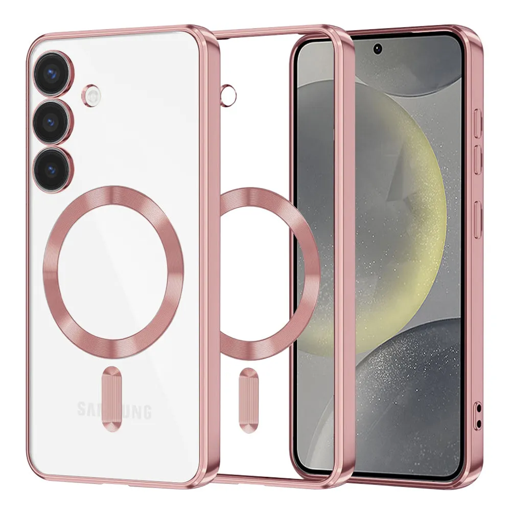 Custodia MagSafe per Samsung Galaxy S24 S921, Techsuit, Luxury Crystal, Rosa - immagine 1