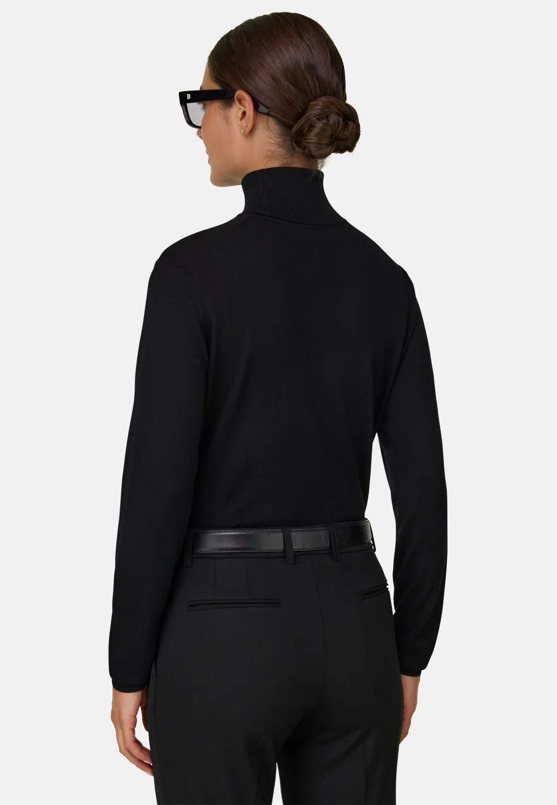 Boggi, Maglia Dolcevita In Lana Merino Seta, Donna, Nero, Taglia: S - immagine 4