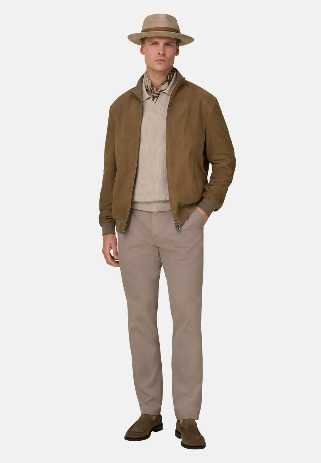 Boggi, Bomber In Vera Pelle Scamosciato, Uomo, Taupe, Taglia: L - immagine 2
